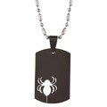 Black Stainless Steel Spider Cut-Out Dog-Tag Necklace