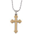 Stainless Steel Two-Tone Golden Cross Necklace