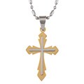 Stainless Steel Two-Tone Golden Cross Necklace