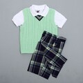 Good Lad Toddler Boy's Cable Sweater Vest/Knit Shirt and Short Set