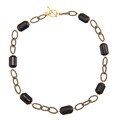 Zoe B 14k Gold over Sterling Silver Onyx and Silk Link Necklace