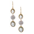 Zoe B 14k Gold over Silver Green Amethyst and FW Pearl Earrings (8.5-9 mm)
