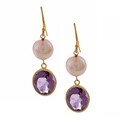 Zoe B 14k Gold over Silver Pearl and Amethyst Earrings (9.5-10 mm)