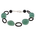 Zoe B Sterling Silver Onyx and Aventurine Link Bracelet