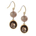 Zoe B 14k Gold over Silver Pearl and Smokey Quartz Earrings (9.5-10 mm)