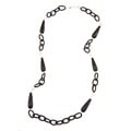 Zoe B Sterling Silver Onyx, Moonstone and Silk Link Necklace