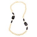 Zoe B 14k Gold over Sterling Silver Onyx and Silk Link Necklace