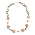 Zoe B Sterling Silver Champagne Pearl and Smokey Quartz Necklace (8.5-9 mm)