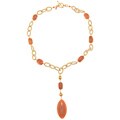 Zoe B 14k Gold over Silver Carnelian, Orange Agate and Silk Necklace
