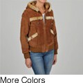 Knoles & Carter Women's Suede Sherpa Trimmed Hooded Bomber Jacket