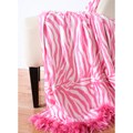 Zebra Print Microplush Throw with Feather Trim