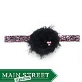 Bow Clippeez 2 Envy Pink and Black Damask Flower Headband