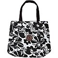 Black/ White Canvas Flower Button Bag (China)