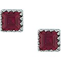Sterling Silver Ruby Crown Earrings