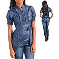 Stanzino Women's Navy Blue Cotton Top
