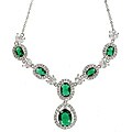 Cano Elegant Green Emerald Cubic Zirconia and Crystal Necklace