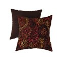 Pillow Perfect Decorative Brown/Orange Flocked Floral Square Toss Pillow