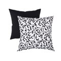 Pillow Perfect Decorative Black/White Flocked Damask Square Toss Pillow