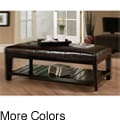Manchester Bicast Tufted Leather Coffee Table Ottoman