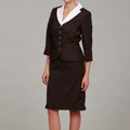 Sweet Women's Brown/ White Pleated Skirt Suit