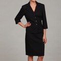 Sweet Women's Dark Navy/ Blue Belted Skirt Suit