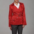 Kasper Women's Poppy Red Belted Taffeta Jacket