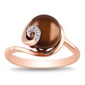 Pink Silver Freshwater Pearl and Diamond Accent Ring (9-9.5 mm)