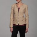 Kasper Women's Khaki Twill Ruche-collared Jacket