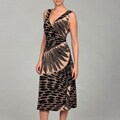 Kasper Women's Khaki/ Black Faux-wrap Ruche Dress