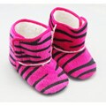 Pink Zebra Stripe Baby Booties (6-12 Months)