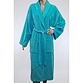Unisex Turquoise Blue Authentic Hotel Spa Floral Turkish Cotton Bathrobe