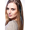 HairDiamond Clip-in Feather Hair Extension in Teal with Swarovski Crystal