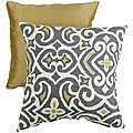 Pillow Perfect Decorative Grey/Yellow Damask Square Toss Pillow