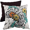 Pillow Perfect Orange/Green Floral Sketches Throw Pillow