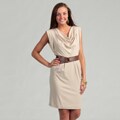 Calvin Klein Women's Khaki Drape Belted Dress