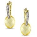 Yellow Silver 4 3/8ct TGW Citrine and Diamond Earrings