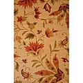 Indo Hand-tufted Beige Floral Wool Rug (5' x 8')