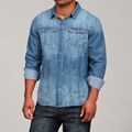 Seven7 Men's Polymer Blue Denim Two-pocket Shirt