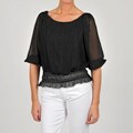 Onyx Nite Women's Lurex Striped Peasant Top