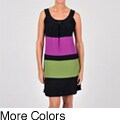 Tiana B Women's Colorblock Sleeveless Trapeze Jersey Dress