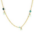 Goldtone Green Faux Stone Ball Cluster Necklace