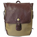 Amerileather Brown Buckled Flapover Two-tone Backpack