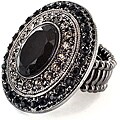 Hematite Colored Black and Smokey Crystal Stretch Ring