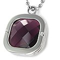 Stainless Steel Polished Purple Crystal Necklace