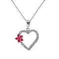 Sterling Silver Lab-created Ruby and 1/10ct TDW Diamond Necklace (J-K, I3)
