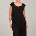 Harve Benard Women's Plus Size Black Beaded Top