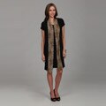 First Glance Women's Black Leopard Trim Dress