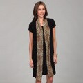 First Glance Women's Black Leopard Trim Dress