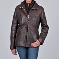 Tibor Design Women's New Zealand Lamb Leather Jacket with Removable Bib and Thermax Lining