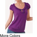 Illusion Cotton Ruffle Cap-Sleeve Top